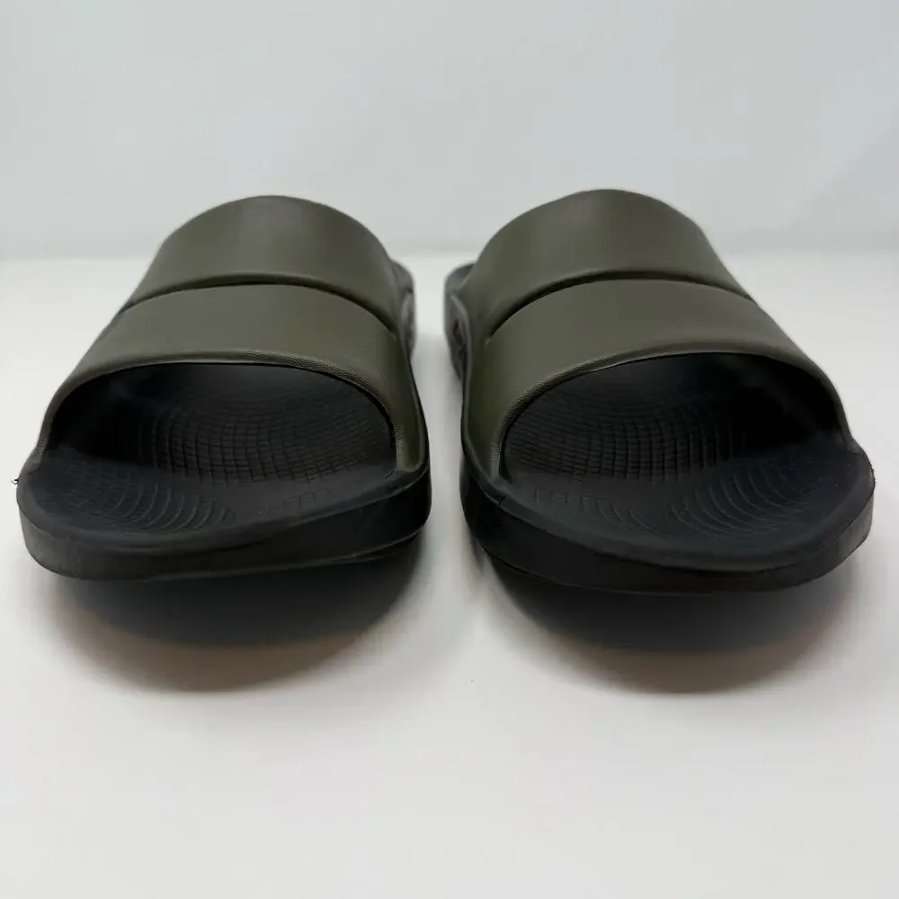 Oofos Ooahh Sports Slide Sandal Mens' 12 Olive Green Black Workout Recovery